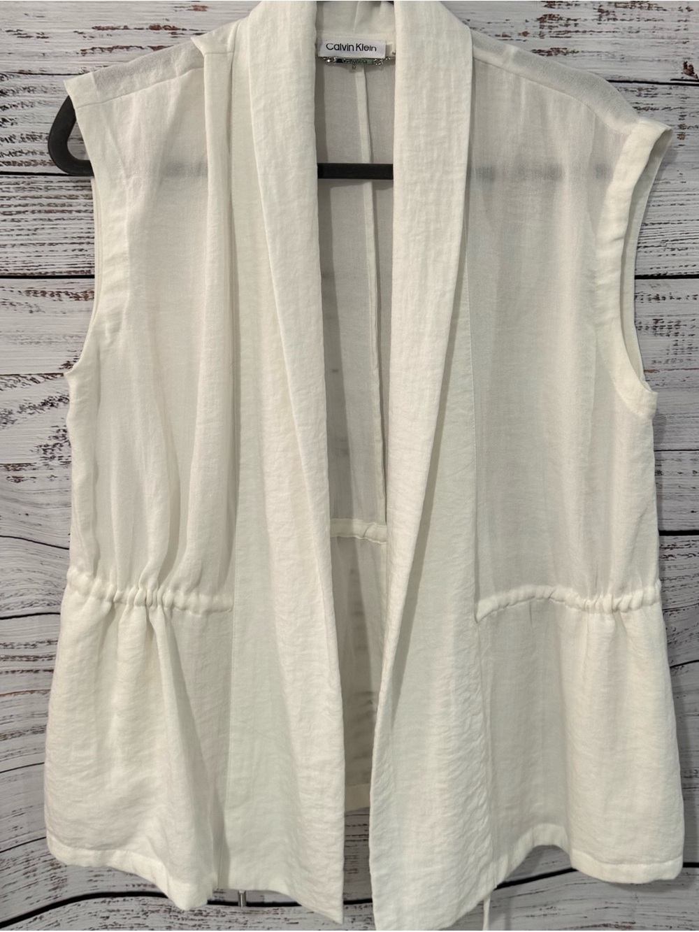 Calvin Klein Off White Soft Rayon Completer Vest Top Sz Med